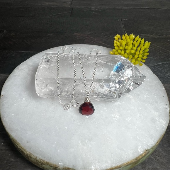 Red Garnet Sterling Silver Necklace - Picture 7 of 11